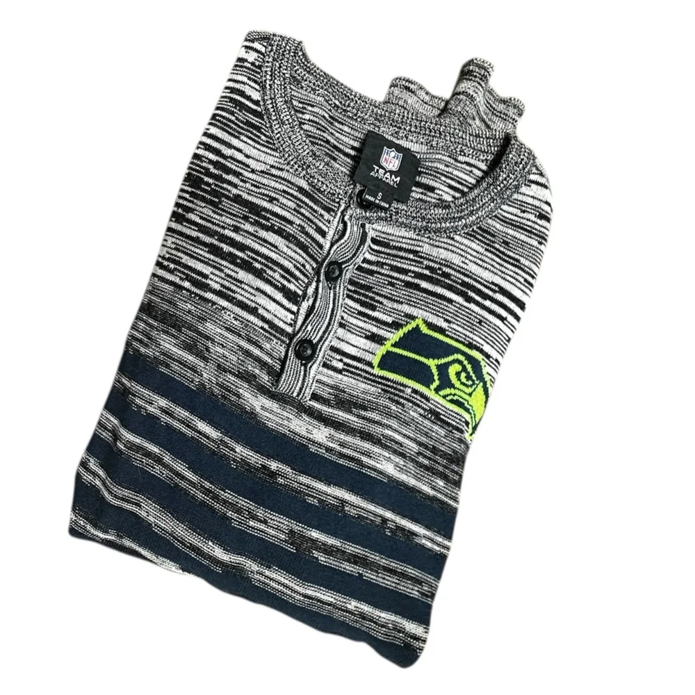 NFL Team Apparel Seattle Seahawks Henley Long Sleeve Logo Sweater Mens Small - Picture 6 of 13